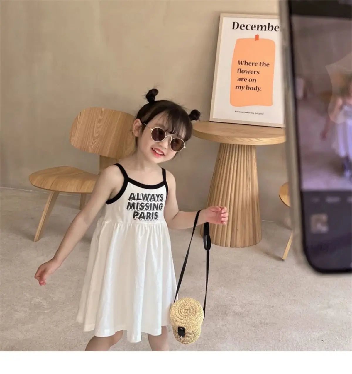 2026 Summer Girls Cute Print One Piece Suspender Dress Casual Design