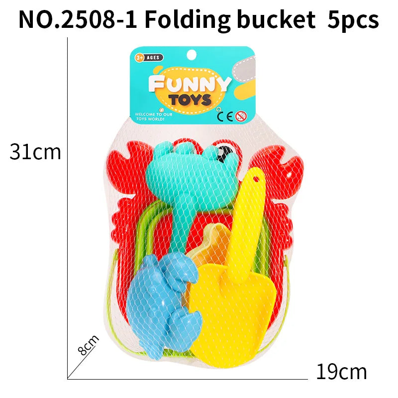 Beach Toys for Kids Sand Toys Set for Toddlers Sandbox Toys with Collapsible Bucket Shovel Rake Set Sand Molds Summer Outdoor
