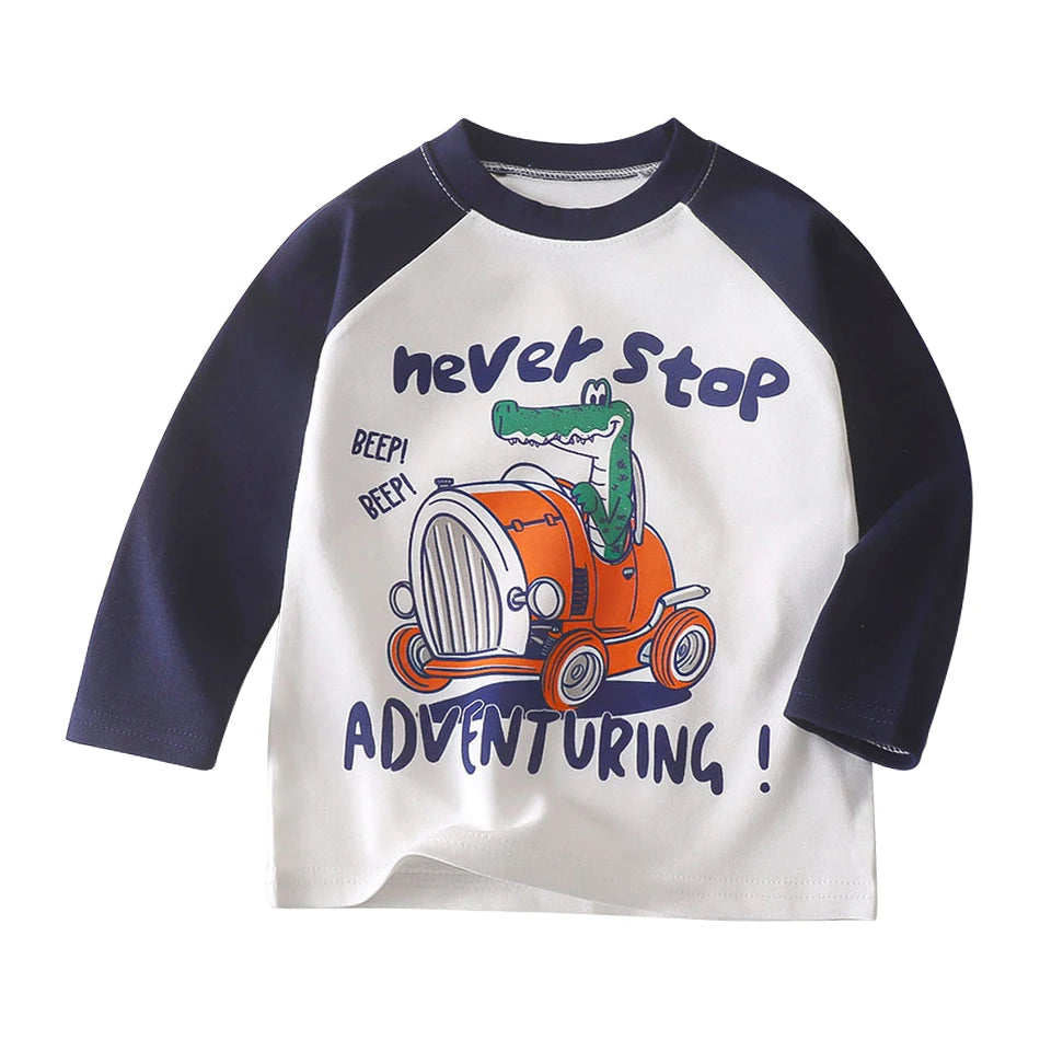 Durable Children Cotton Long Sleeve Dinosaur Pattern Print Shirts Suitable Boys and Girls Autumn Winter Playtime and School Days