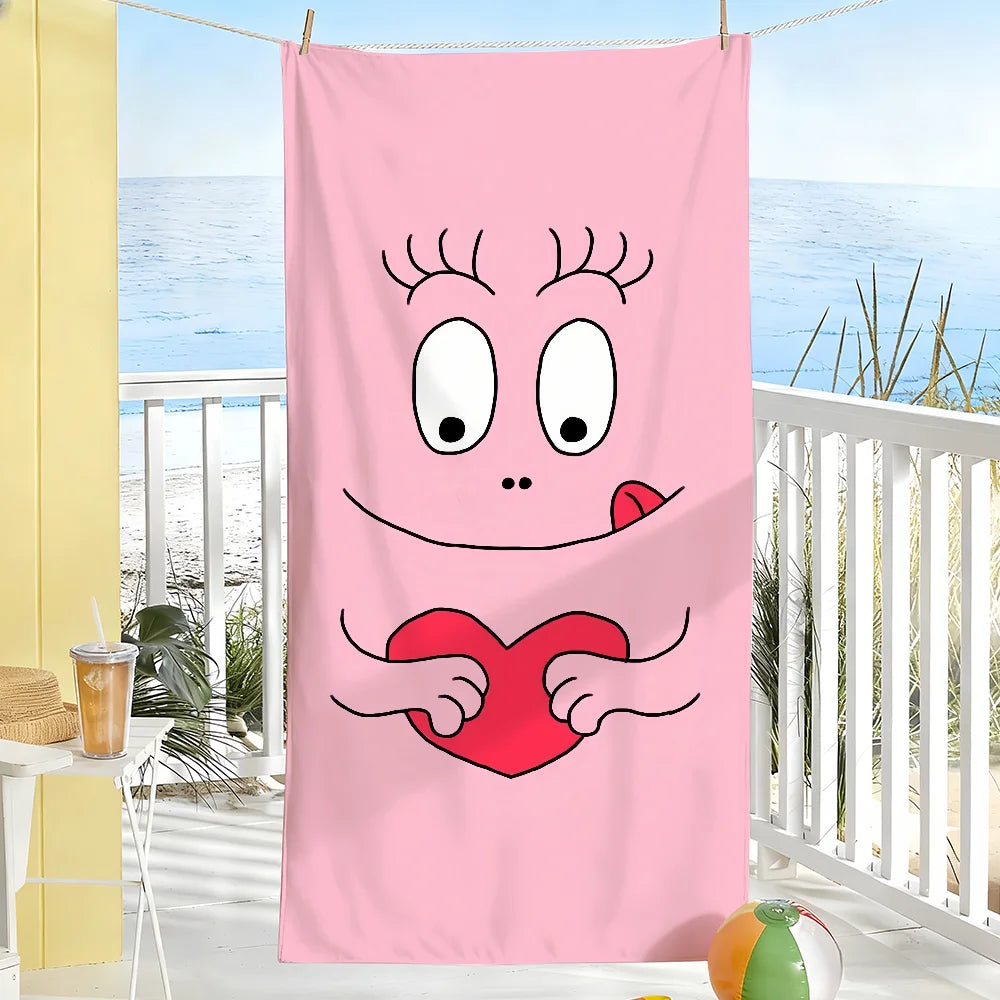 Cute B-Barbapapa Cartoon Towel Soft Pool Gift For Travel Gym Shower Camping Quick Dry Sports Large Beach Towel