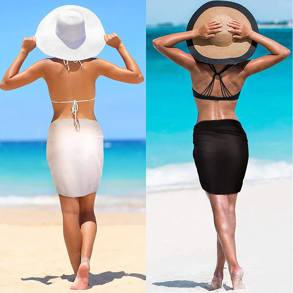 Women's Sarong Coverups Sexy Short Bathing Suit Chiffon Wrap Skirt Beach Swimsuit Cover Ups with Tassels Swimwear