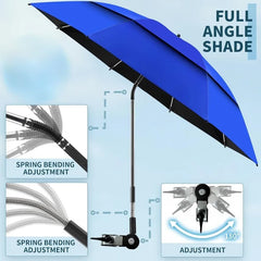 Beach Sunshade Umbrella, Double-Layer Ventilated Canopy for Beach Chair, Camping, Fishing & Outdoor Activities