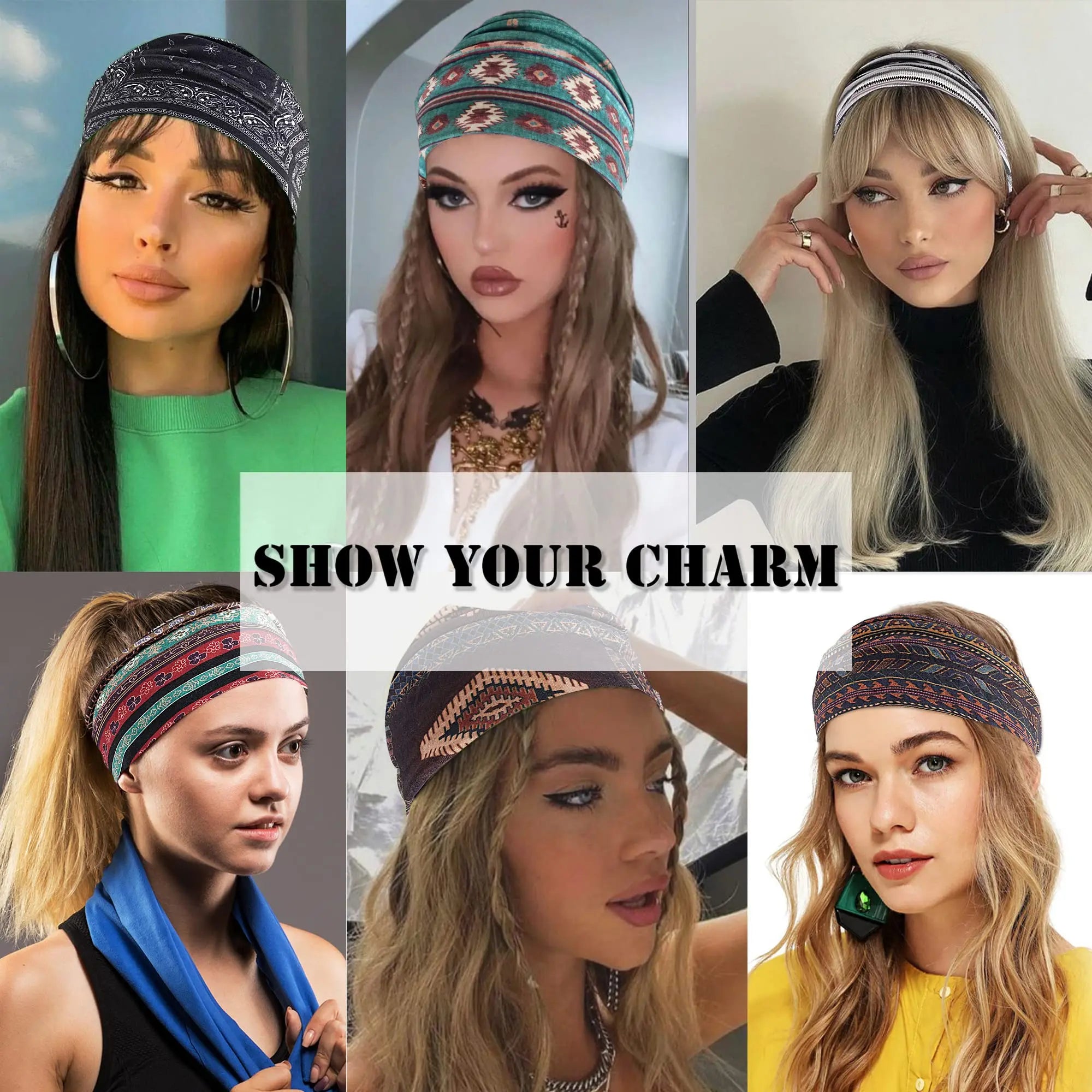 Boho African Headbands for Women Wide Cotton Turban Headwrap  Knot Elastic Hairbands Bandeau Sport Workout Yoga Hair Accessories