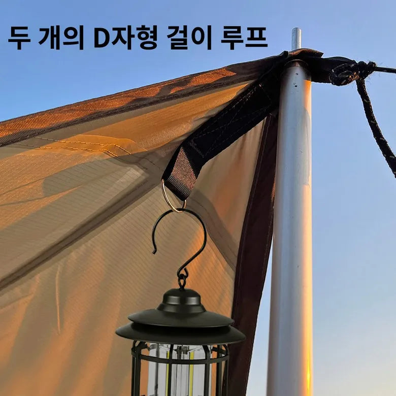 Lightweight 3x4M Hexagonal Camping Tarp Waterproof Awning Sun Shelter Outdoor Canopy for Hiking Beach Picnic Travel