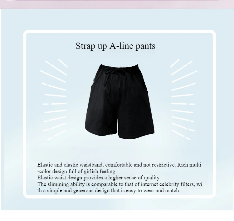 Casual Linen Shorts Women Gym Workout Shorts Cotton Shorts Summer Big Size Loose Home Beach Hot Lace Up Shorts