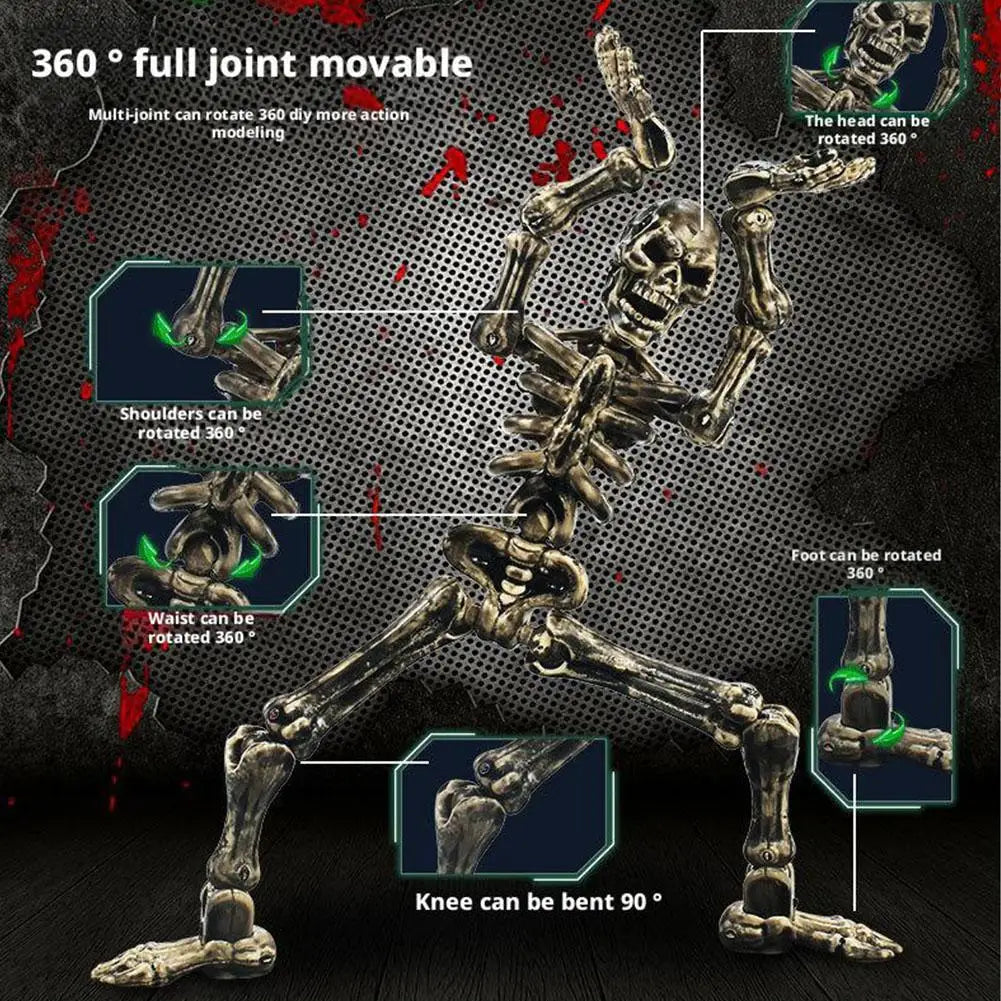 Halloween Magnetic Middle Ages Skeleton Posable Skeleton Human Shape Bones Halloween Haunted House Horror Props Skeleton Doll