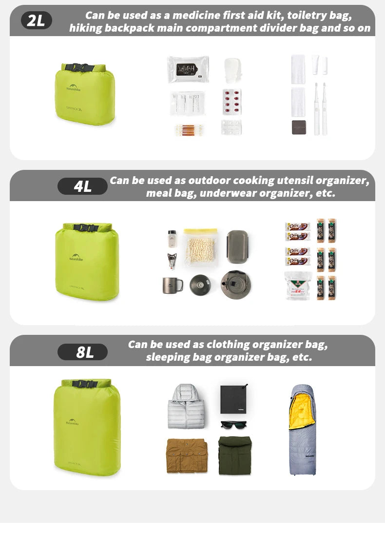 Naturehike Swimming Waterproof Dry Bag Waterproof Compression Storage Bag Rafting Kayaking Trekking Floating Sailing Dry Sacks