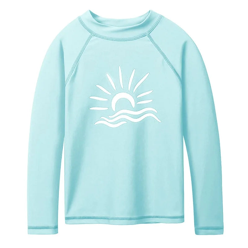 BAOHULU Long Sleeve Rashguard Kids Swimwear Girls Surf  Suit UPF 50+ Sun Protection Shirts Boys Swim Rash Guard Beach Wear