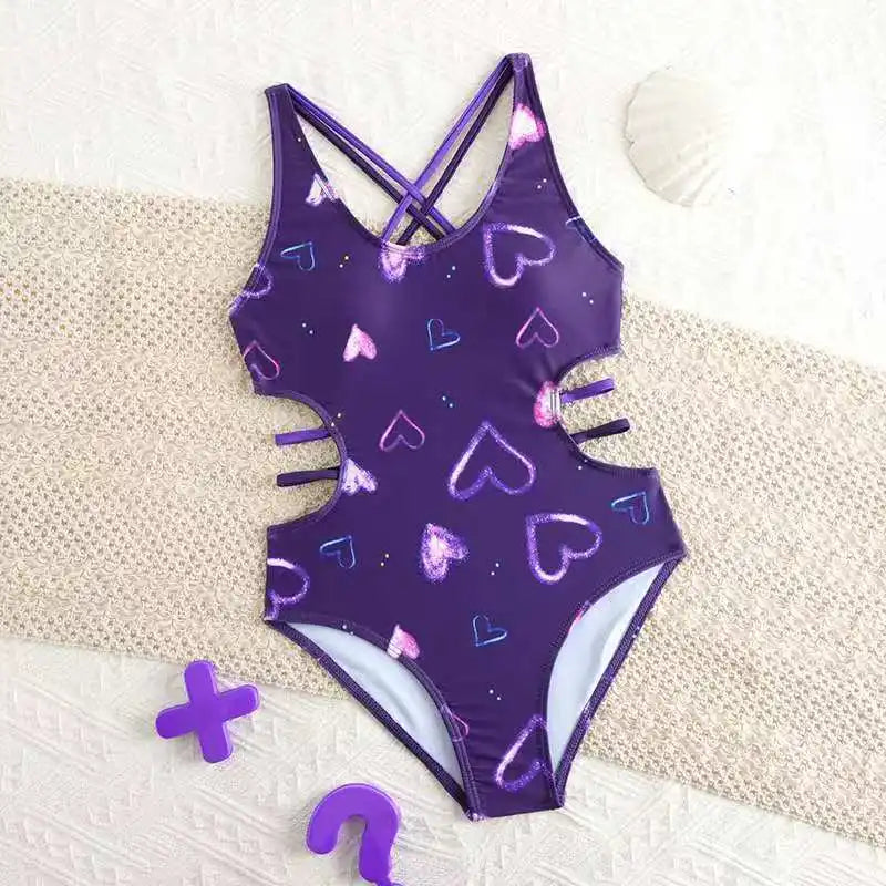 2026 Printed Girls Swimsuit One Piece Padded Kids Swimwear Female Children's Bathers Bathing Swimming Swim Suit Summer Beachwear