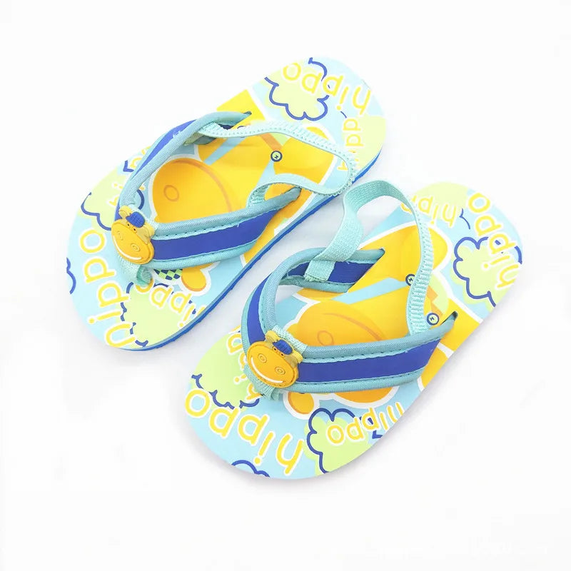 2026 Summer Children Cute Cartoon Animal Slippers Beach Shoes Kids Flip Flops Elastic Band Anti-slip Sandals Boys Girls Slippers