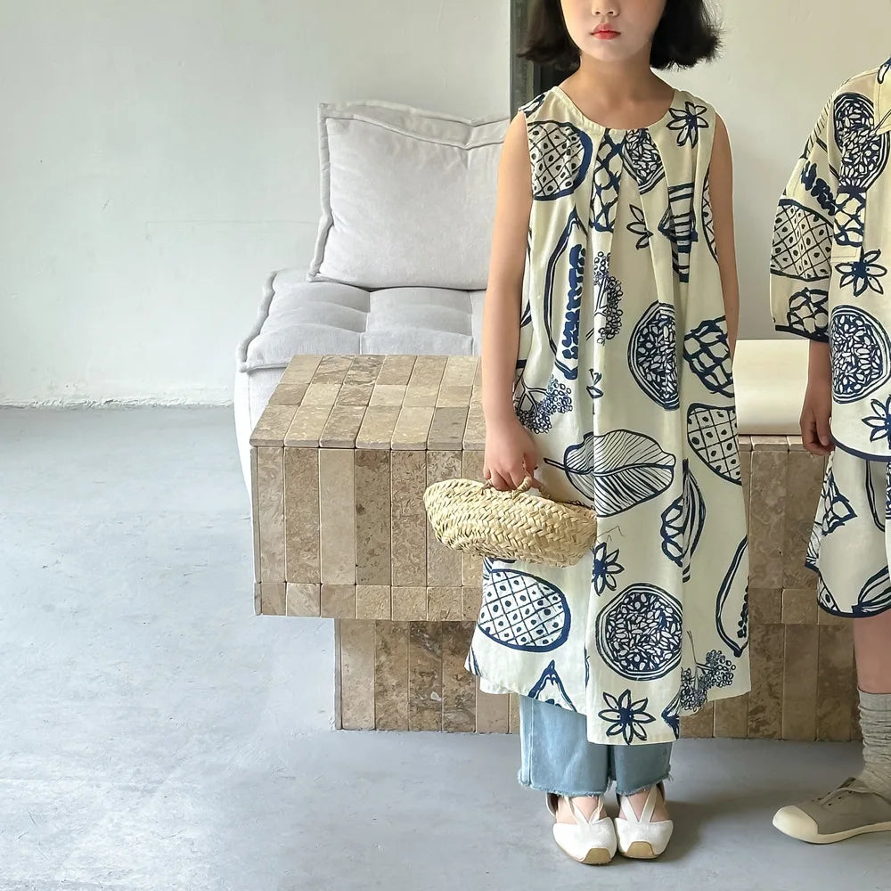 22386-1 Brother Sister Clothes  Boy's Summer Suit Girl's Dress Or Casual Short-sleeved Shirt+Shorts Two-piece Suit