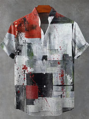 Summer Men's Printed Short Sleeve Shirt Vintage Linen Shirt Men's Festival Casual Short Sleeve Top Street Trend Fast Delivery