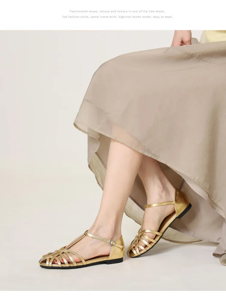 ZAROY Women's Sandals Summer Casual Footwear T-tied Cross Strap Flat Sandals Weave Hollow Roman Sandalia Zapatos сандали