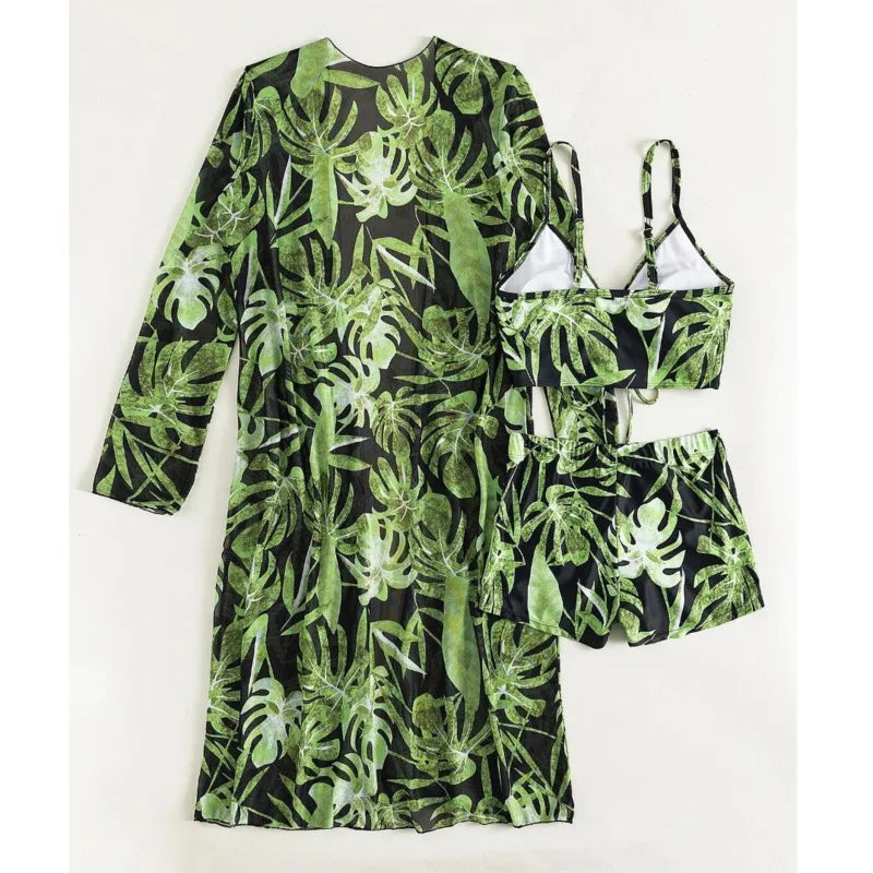 Print Three-Piece Swimsuits Tankini Sets Female Swimwear Push Up For Beach Wear Bathing Suits Pool Women's Swimming Suit