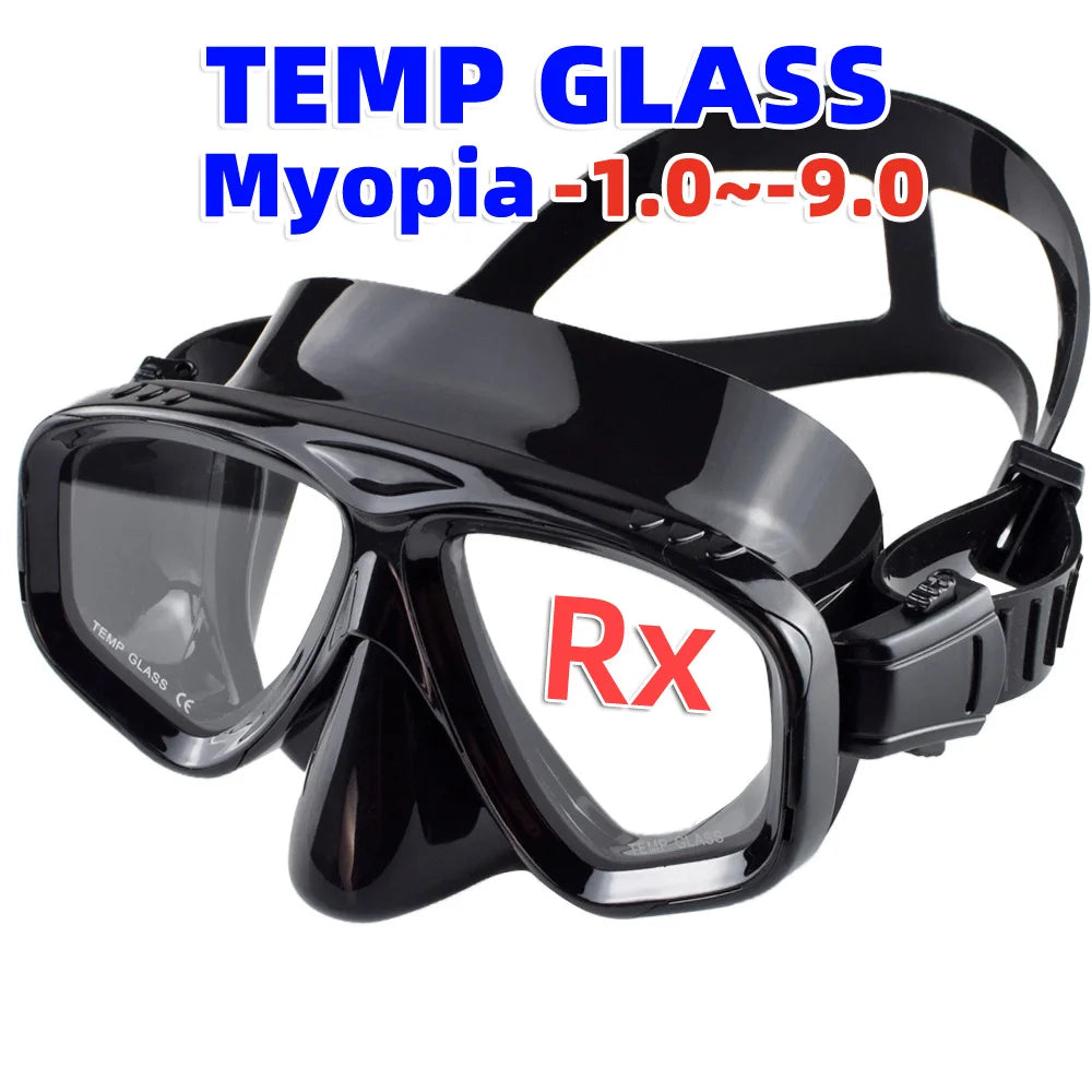 Diving Mask Optical Nearsighted Myopia Diving Glass Scuba Swimming Googles Tempered Glasses Short-Sighted Reading -1.0 to -9.0