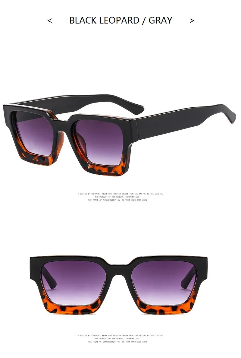Unisex Square Vintage Sunglasses, UV400 Protection Retro Punk Style Fashion Shades, Designer Eyewear for Men & Women Driving, Outdoor & Daily Wear