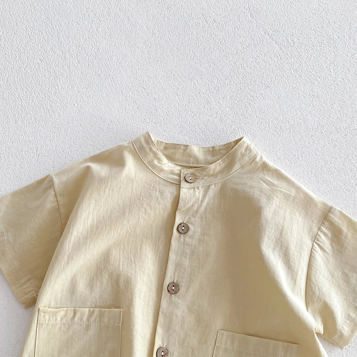 2pcs Summer Thin Short Sleeve T-shirt and Shorts Set Small Stand Collar Cool Toddler Boys Baby Girls Casual Beach Suits
