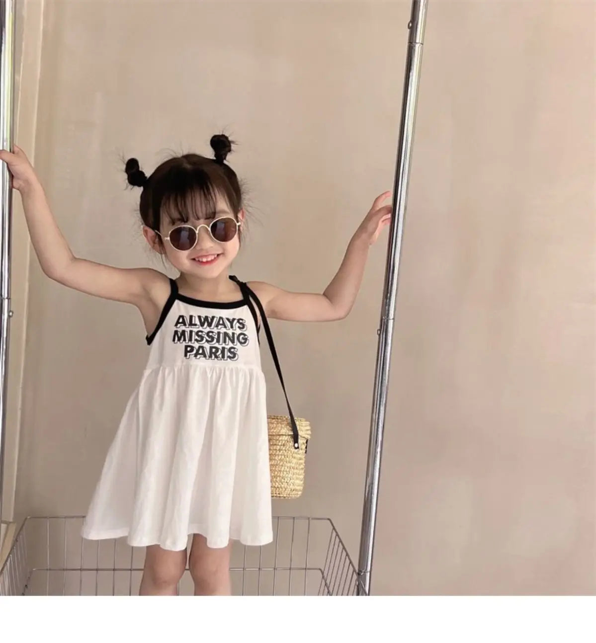 2026 Summer Girls Cute Print One Piece Suspender Dress Casual Design