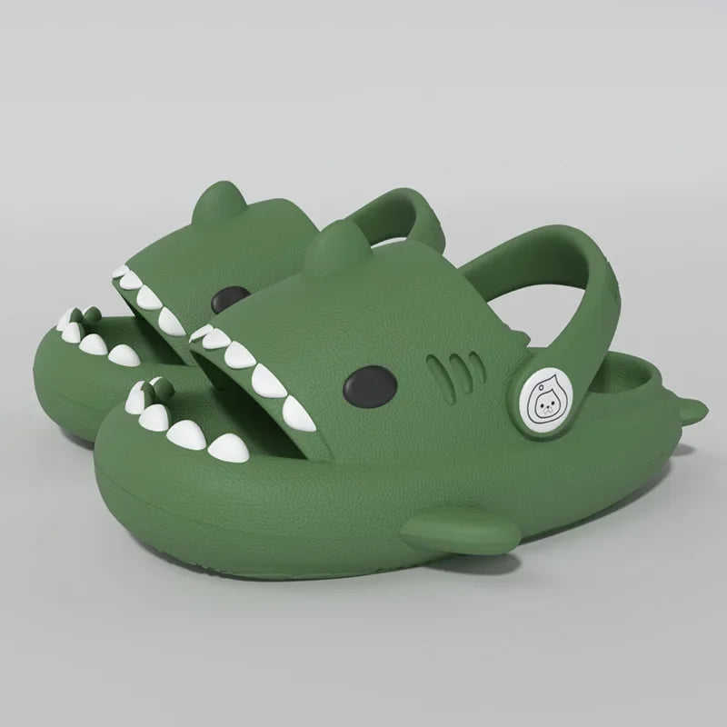 Children Sandals Kids Slippers Shoes Cartoon Shark Summer Boys Girls Baby Thick Soft Sole Non-slip