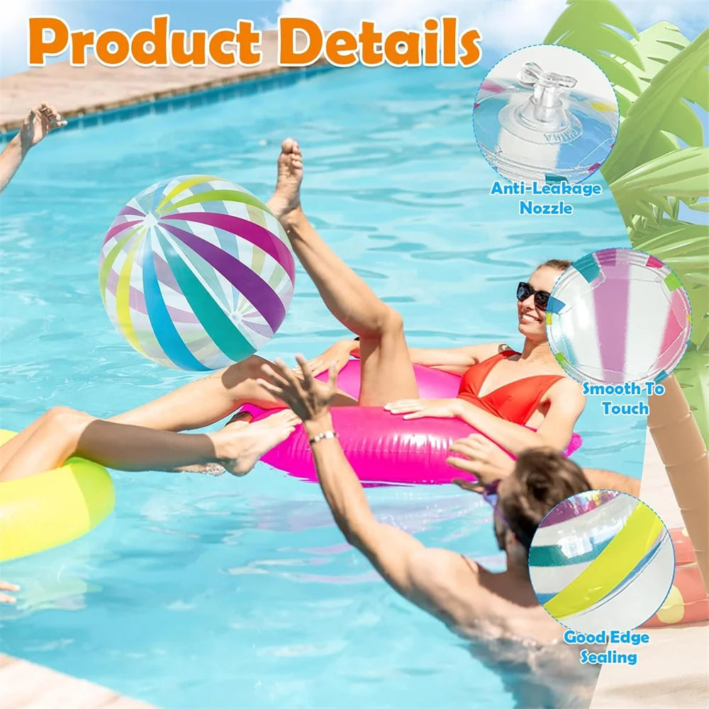 40CM Inflatable Beach Ball - Jumbo Colorful Pool Toys for Swimming Water Play & Summer Parties - Outdoor Beach Games Party Favor