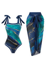 Summer New Custom-Made Digital Printed One-Piece Bikini Swimsuit for Women Conservative Sun Protection One-Piece Gauze Skirt 2-Piece