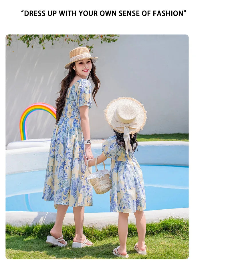 Vacation Couple Family Matching Outfit Dad Son Beach Shirts Mom Daughter Smock Dress Korean Parent-child Sister Brother Clothes