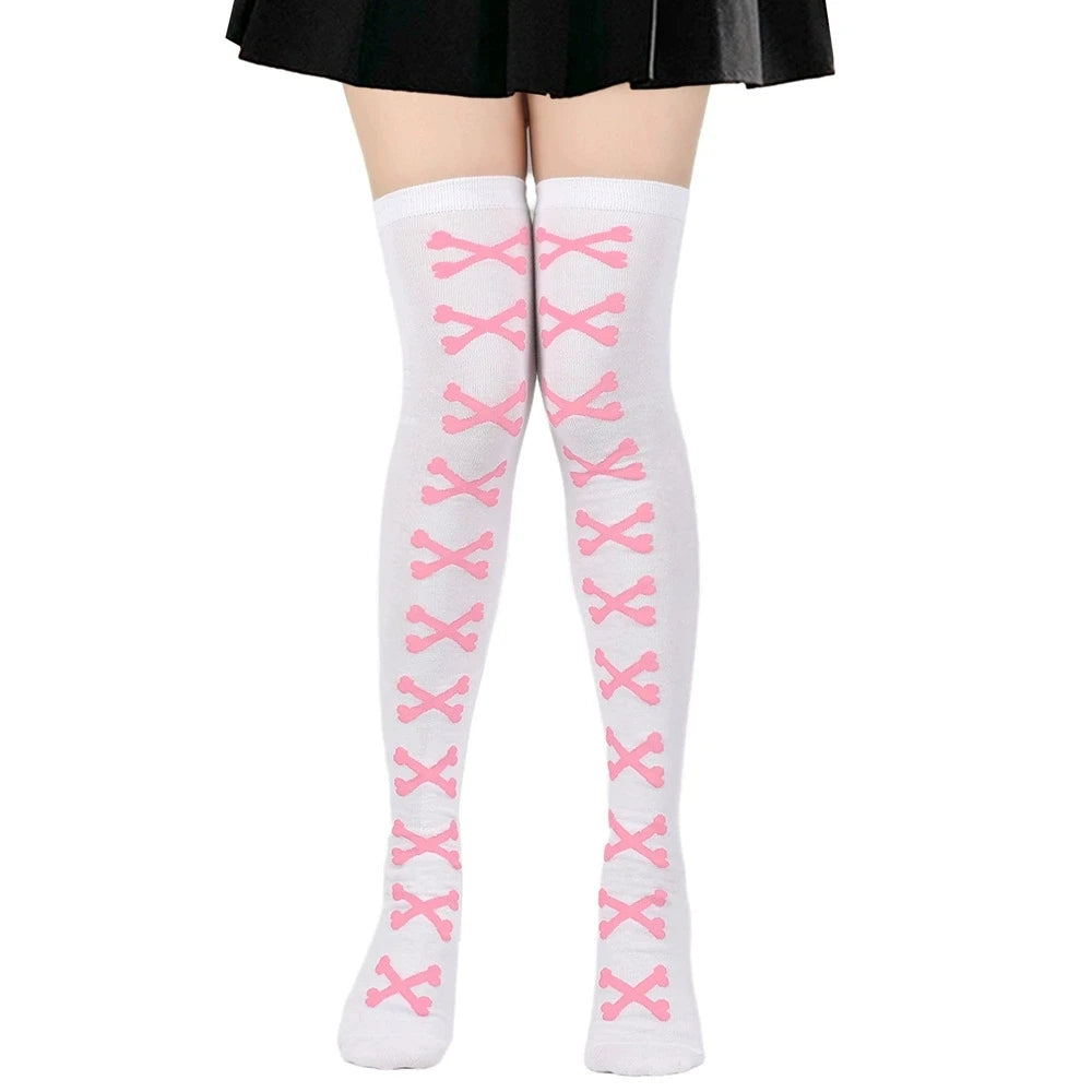Halloween Stockings Blood Bat Spider Web Socks Festival Dress Up Props Cosplay Makeup Ball Party Skull Head Bone Long Socks New