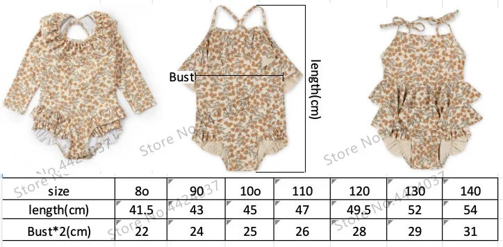 KS Baby Girls Swimming Suit Wear 18M-9T Flower Children Brand Kawaii BC Mr TAO Clothes Kids SwimWears Sister Brother Matching
