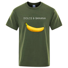 Summer Men T-shirt High Quality Cotton Blend Funny Banana Printing Loose O-neck Men Short Sleeve Casual For Male T-shirt Top Tee