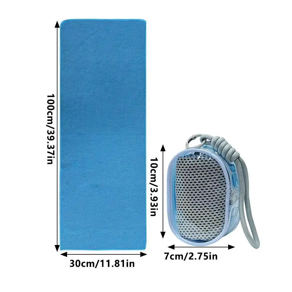 Summer Instant Cooling Ice Towel Ultra Absorbent Quick Dry Cold Sweat Towel Foldable Chilly Towel With Mesh Carry Pouch