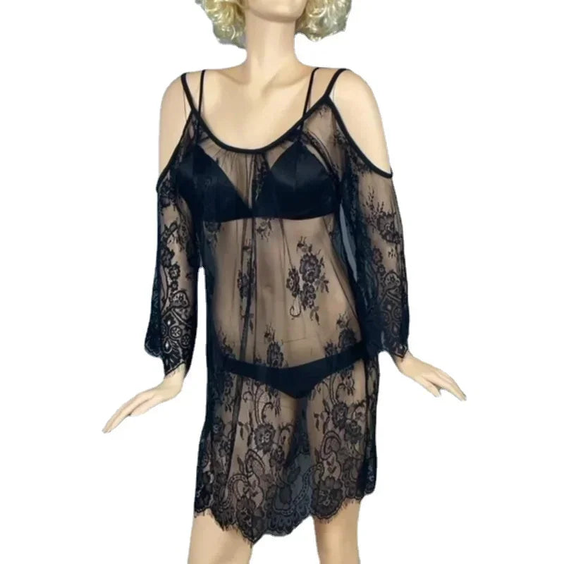 New Saida De Praia Beach Cover Up Pareo Playa Coverup Dress Vestido Livre Swimsuit Wear Swimwear White Lace Women Beachwear