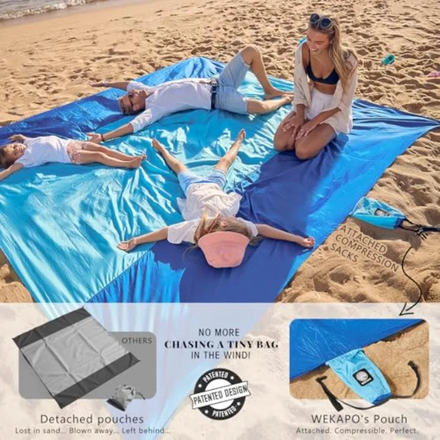 Beach Blanket Sandproof Waterproof, Extra Large Beach Mat, Oversized Compact Sand Free, Quick Drying Beach Essentials for Vacat