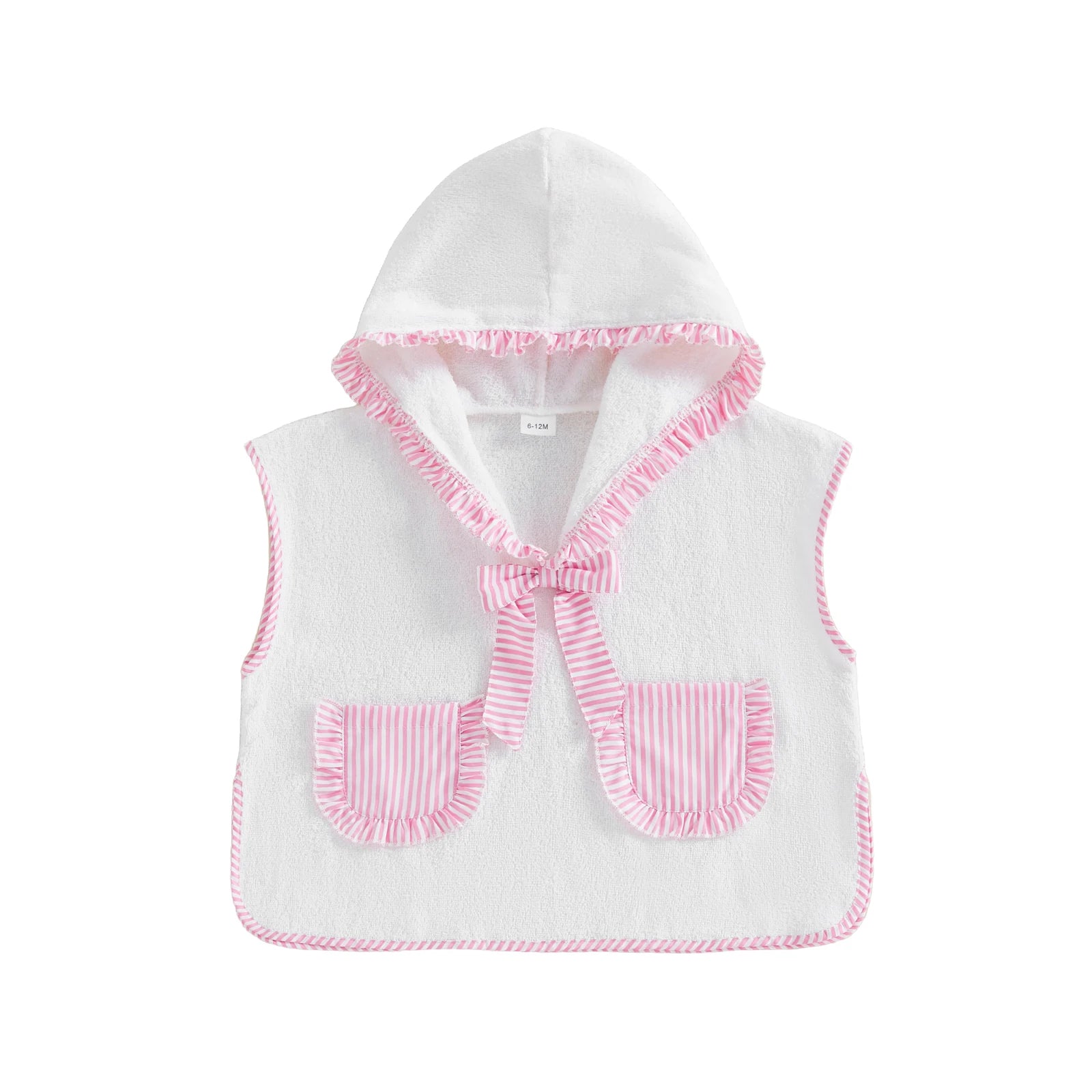 0-4Y Toddler Girl Swimwear Cover Ups for Beach Pool Striped Ruffled Trim Hooded Shawl Robe 2026 Spring Summer Kids Beachwear