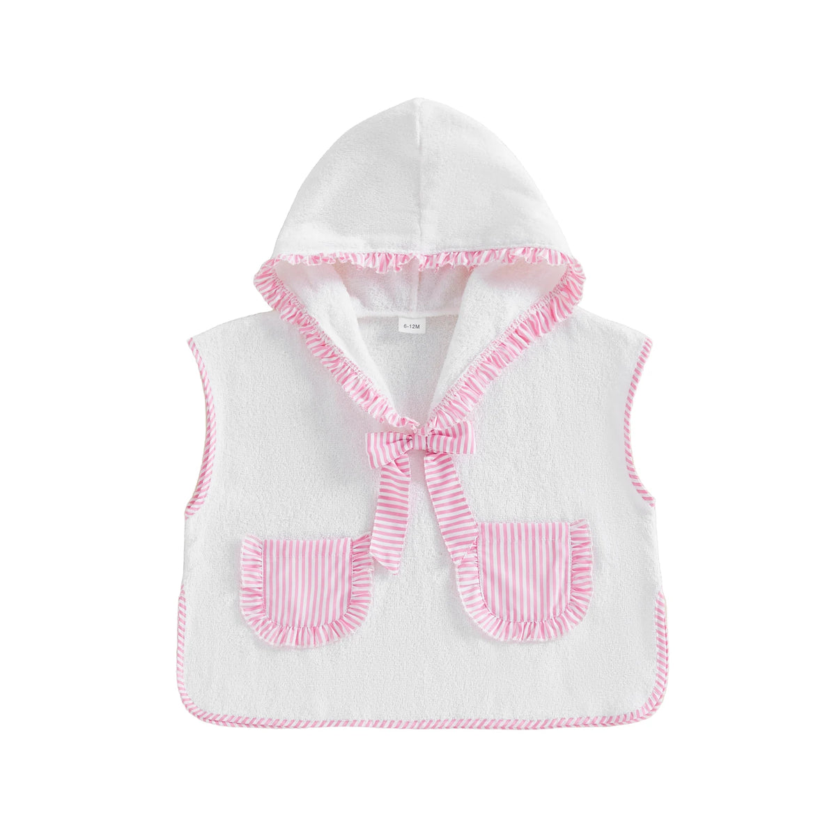 0-4Y Toddler Girl Swimwear Cover Ups for Beach Pool Striped Ruffled Trim Hooded Shawl Robe 2026 Spring Summer Kids Beachwear