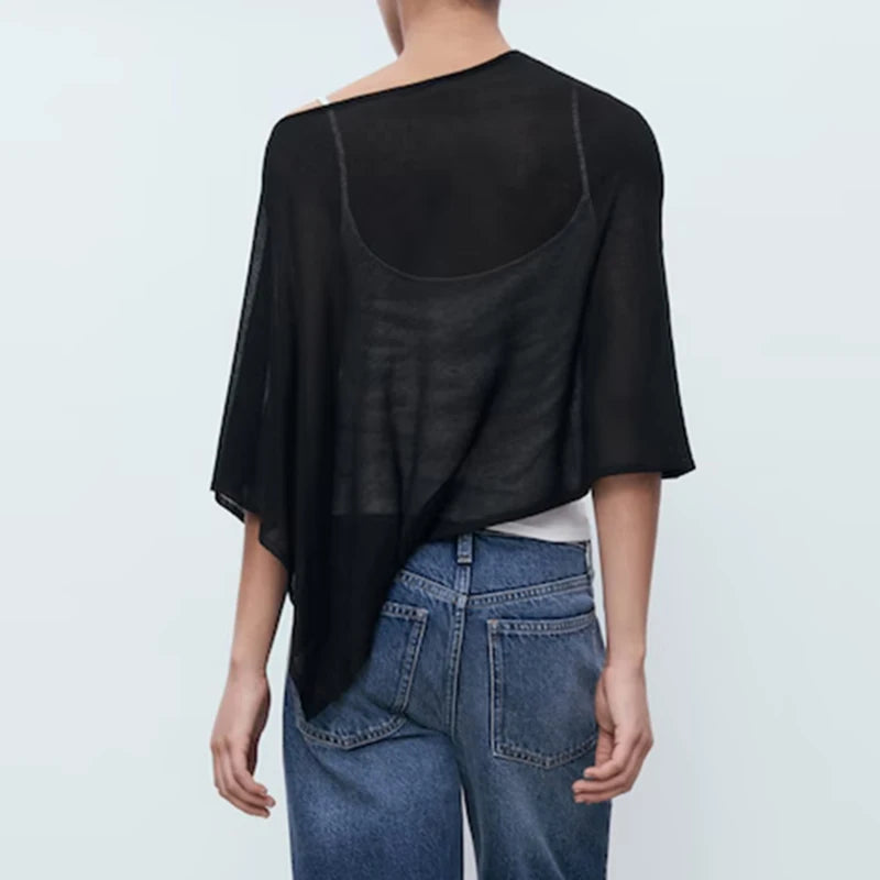 Boho Beach Vacation Cover-ups Irregular Knitted Crop Tops Y2k Aesthetic Vintage Smocked T-shirt Summer Going Out Pullovers Tees