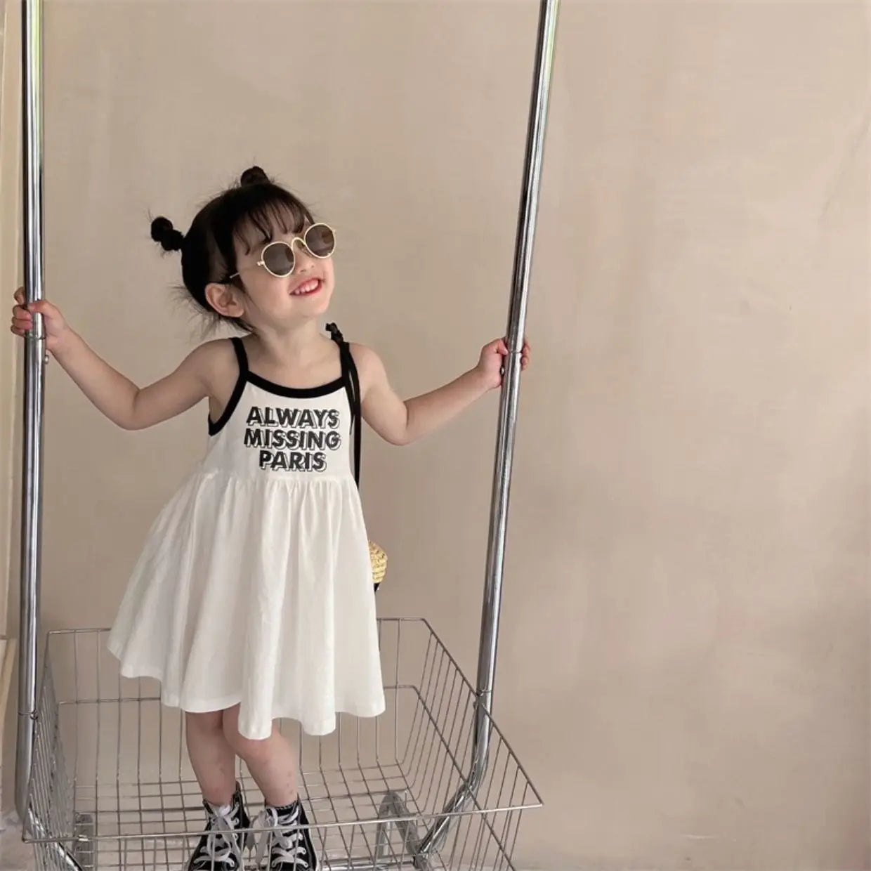 2026 Summer Girls Cute Print One Piece Suspender Dress Casual Design