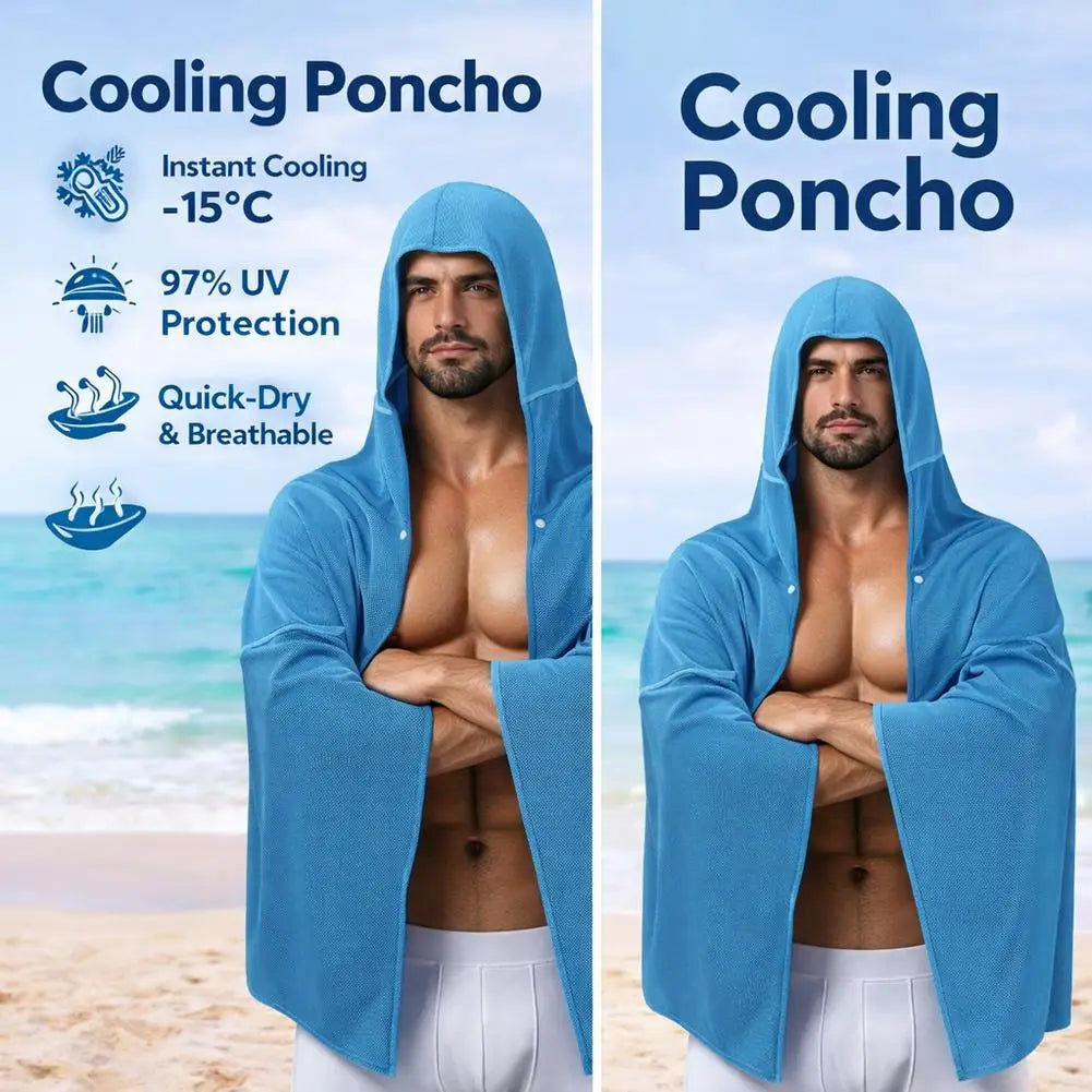 Cooling Hooded Towel Poncho UV Protection Sun Shield for Swimming Beach Pool Outdoor Sports Wipe Sweating Towel