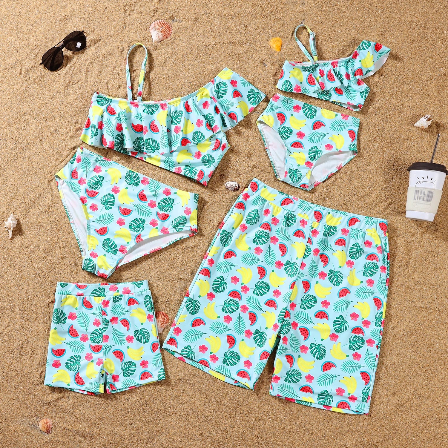 2023 Leaf Swimsuits Family Matching Outfits Look One-Piece Mother Daughter Swimwear Mommy and Me Clothes Father Son Swim Shorts