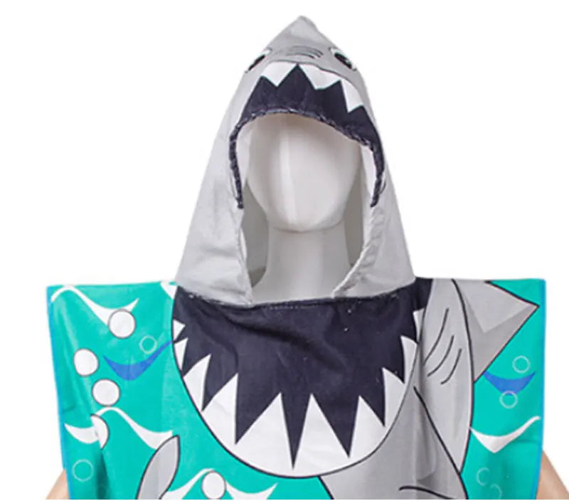 Baby Cartoon Printing Bathrobe Girls Unicorn Beach Towel Boy Shark Dinosaur Bath Towel Kids Hooded Cape Towel Children Bath Item