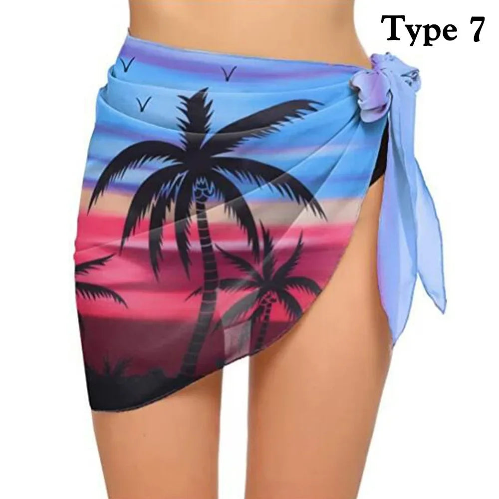 Chiffon Womens Sarongs Wrap Skirt Coverups Wrap Sheer Chiffon Swimsuit Scarf Cover Short Sarongs Beach Short Cover Beach Bikini