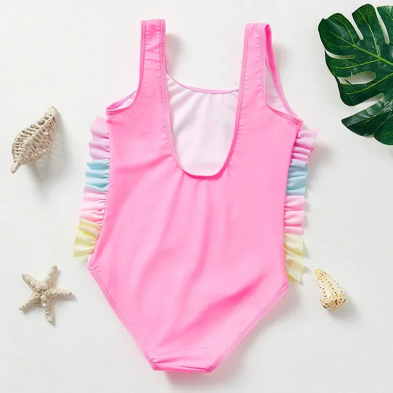 Girls Swimsuit One-Piece Mermaid Fish Scale Unicorn Children's Swimwear Girls Beachwear 2 3 4 5 6 7 8 Years