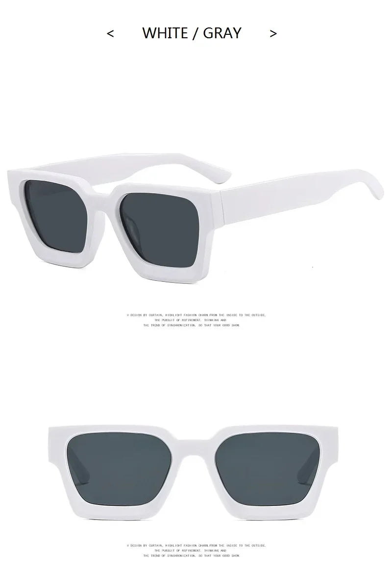 Unisex Square Vintage Sunglasses, UV400 Protection Retro Punk Style Fashion Shades, Designer Eyewear for Men & Women Driving, Outdoor & Daily Wear