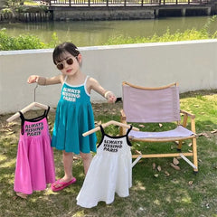 2026 Summer Girls Cute Print One Piece Suspender Dress Casual Design