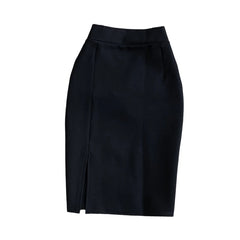 High Waist Midi Skirt Women's OL Profional Slimming Side Slit Wrap A-Line One Step Skirt Autumn Korean Sle Commute