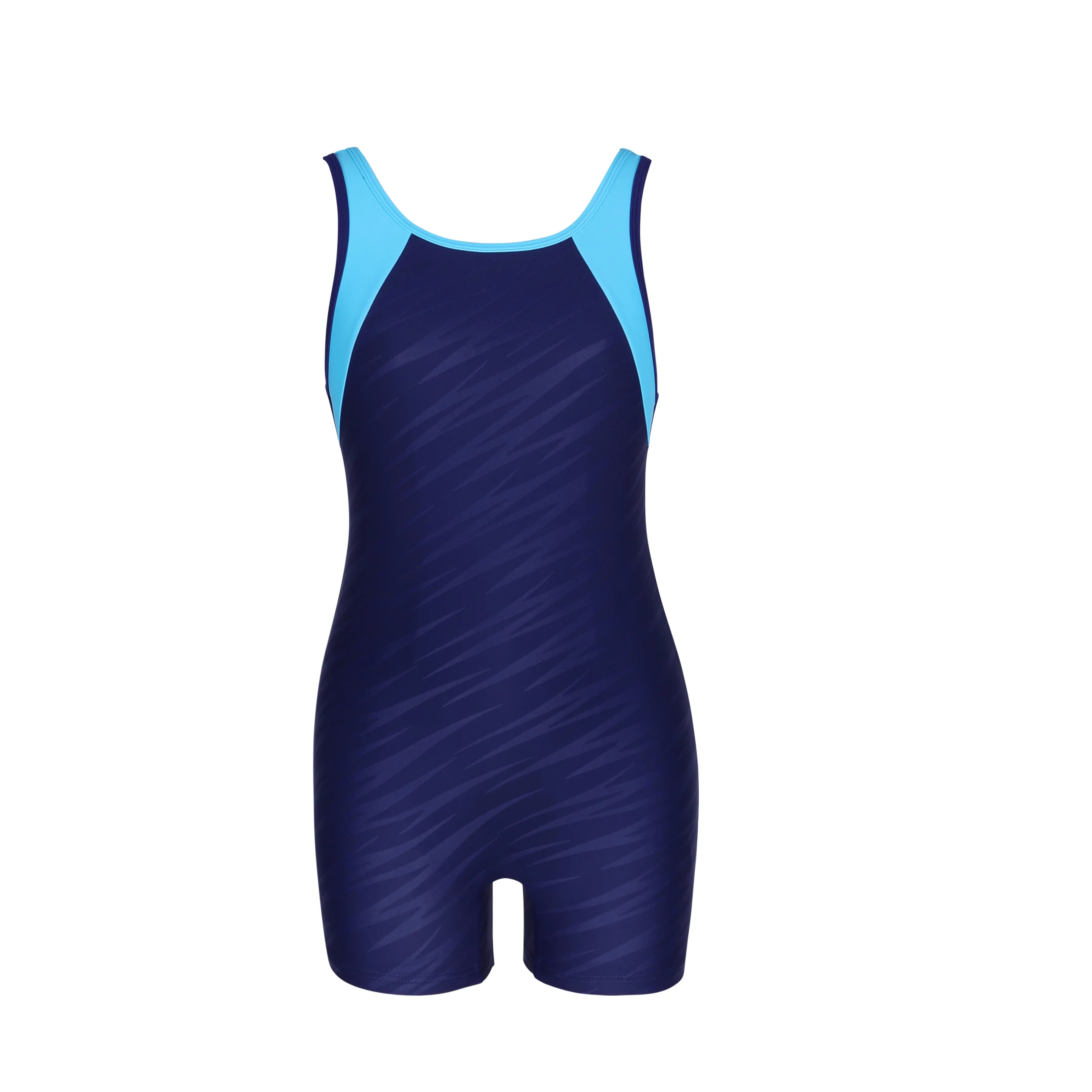 Anfilia Girls One-Piece Sports Swimsuit Size 8-14 Boyleg High Elastic Racerback Athletic Training Bathing Suit