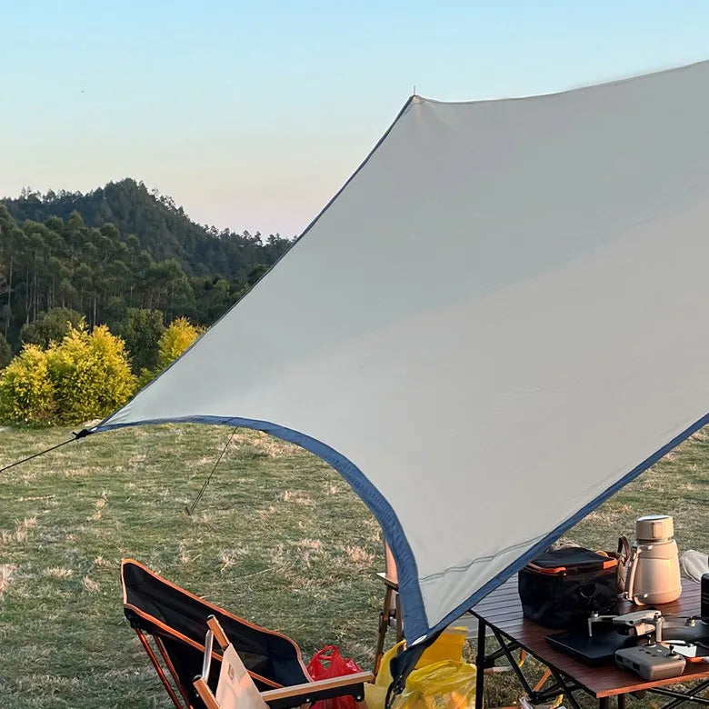 Lightweight 3x4M Hexagonal Camping Tarp Waterproof Awning Sun Shelter Outdoor Canopy for Hiking Beach Picnic Travel