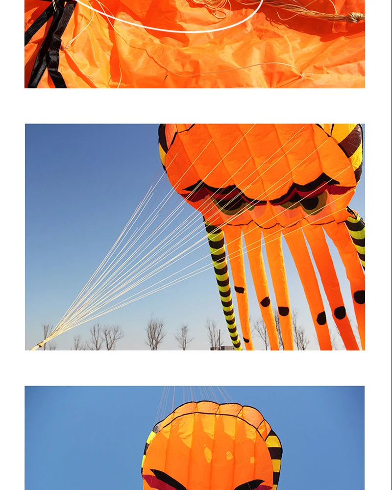 3D 8-meter Octopus Kite Four-colors Large Animal Soft Kite Outdoor Inflatabls Adult Kites Easy To Fly Nylon Tear Resistant