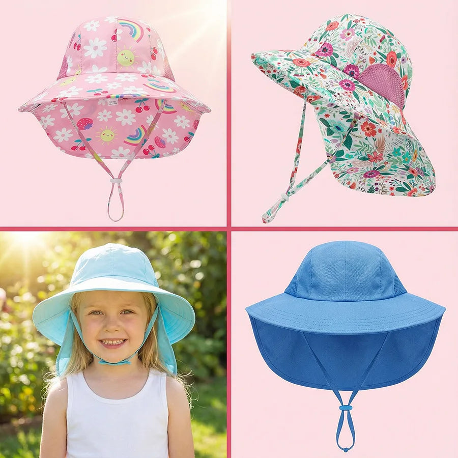 Side Net Fabric Children's Sun Hat with Side Mesh, Sun Hat for Protection From The Sun, Sunshade Shawl Hat, Original Large Brim