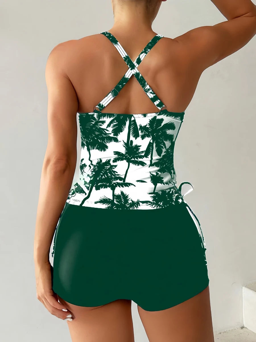 Tankini Two Piece Swimsuit Women Printed Swimwear Female Bathers Bathing Swimming Swim Suit Beach Wear XXL