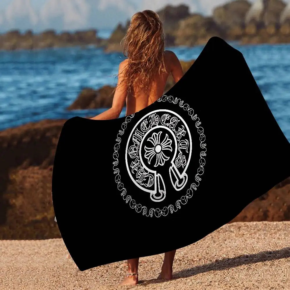 Classic C-Chrome H-Hearts Microfiber Beach Towel Absorbent Quick Dry Soft Yoga Swimming Resort Mountain Climbing Towel